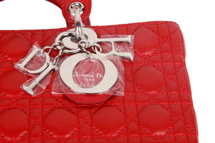 replica jumbo lady dior lambskin leather bag 6322 red with silver hardware - Click Image to Close